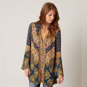Free People Bell Sleeve Magic Mystery Tunic Sz M EUC